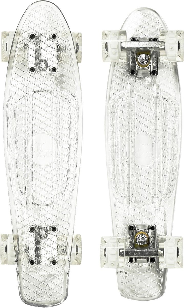 mini cruiser skateboard compact board stadsvervoer heldere polycarbonaat dek 55 cm helder wit