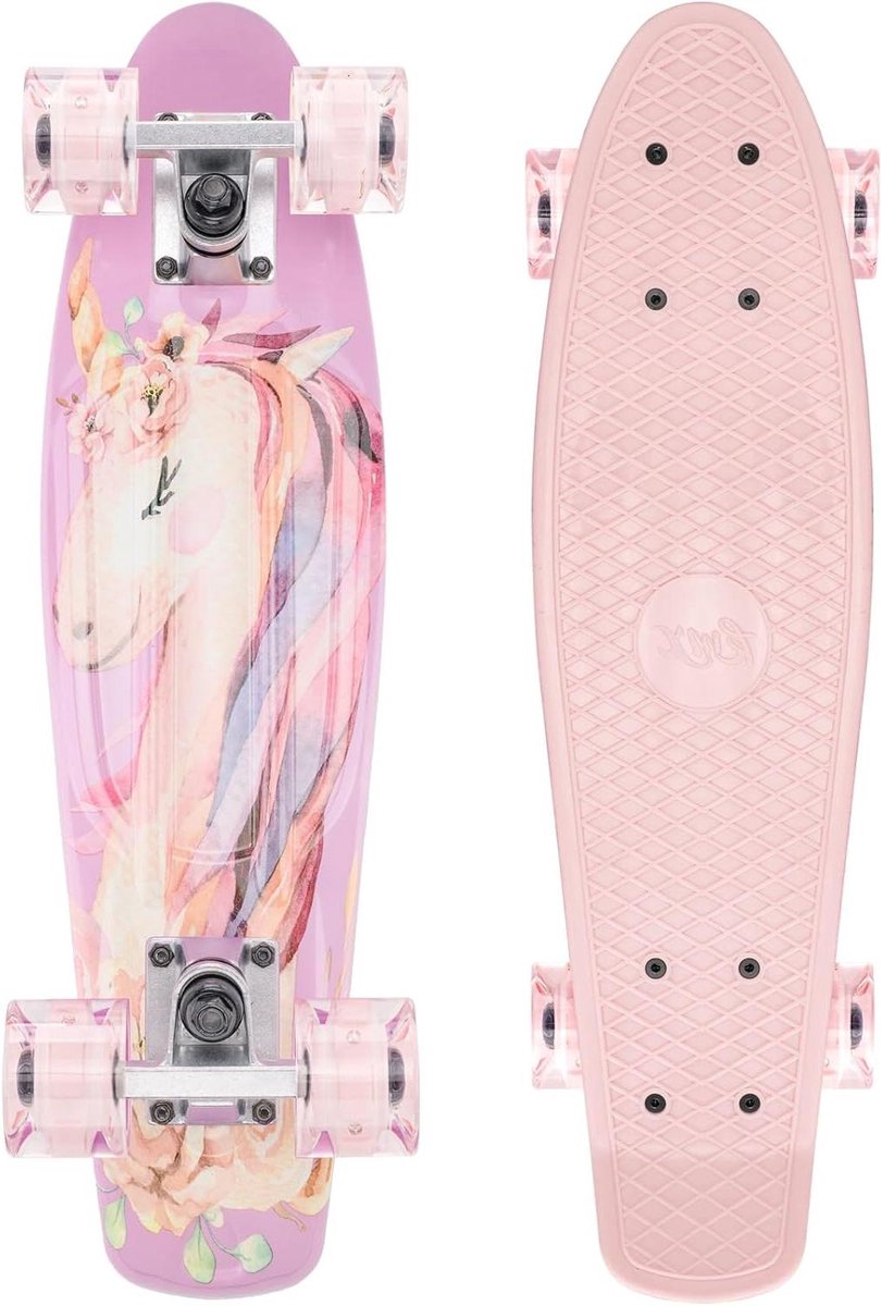 mini cruiser skateboard klassiek board stadstransport soepele lagers 22 inch roze