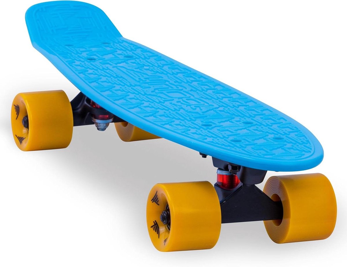 mini cruiser skateboard plastic board stad verkennen hoge impact kunststof 50 cm blauw oranje
