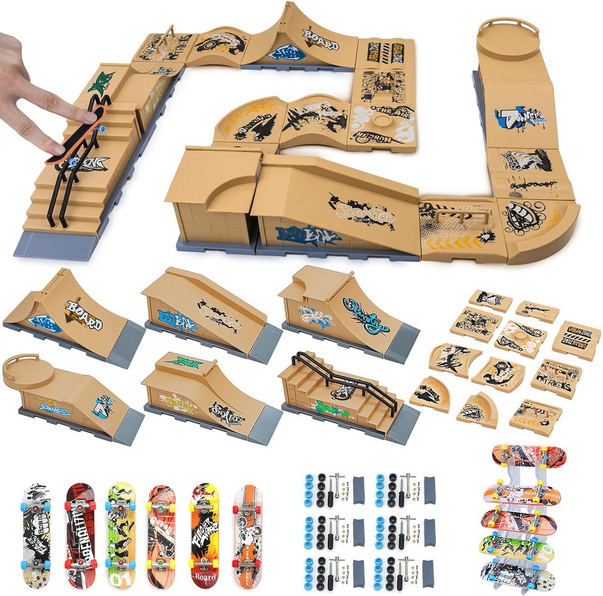 mini skateboard ramp vinger skate set vaardigheden trainen 6 in 1 sc ne set 28 5 cm pakket geel