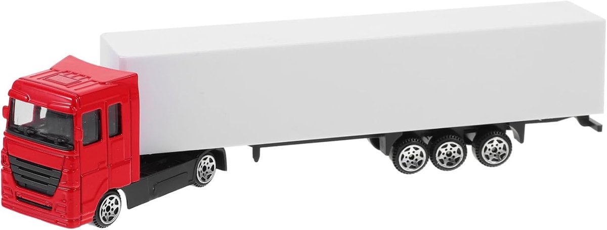 mini vrachtwagen speelgoed container truck kinderspel gladde afwerking 20cm lengte rood