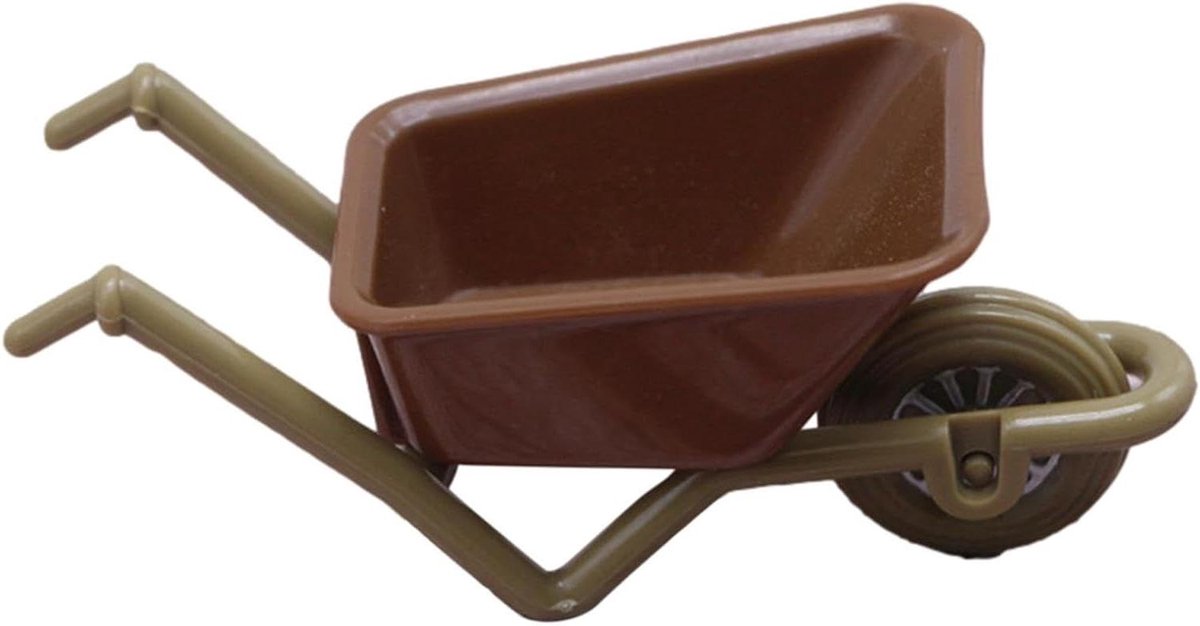 miniatuur kruiwagen poppenhuis decoratie tuin decoreren glad materiaal 9 x 4 cm bruin