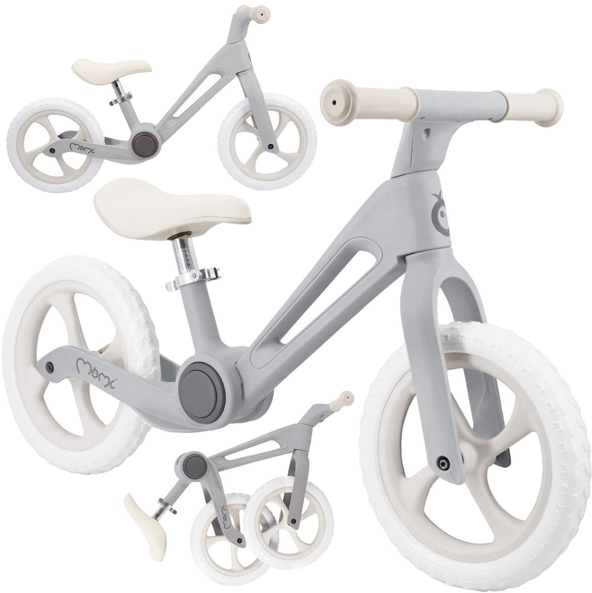 MoMi NORU - Loopfiets - Opvouwbaar - 12 inch - Verstelbaar Zadel - Grijs Loopfiets kopen online