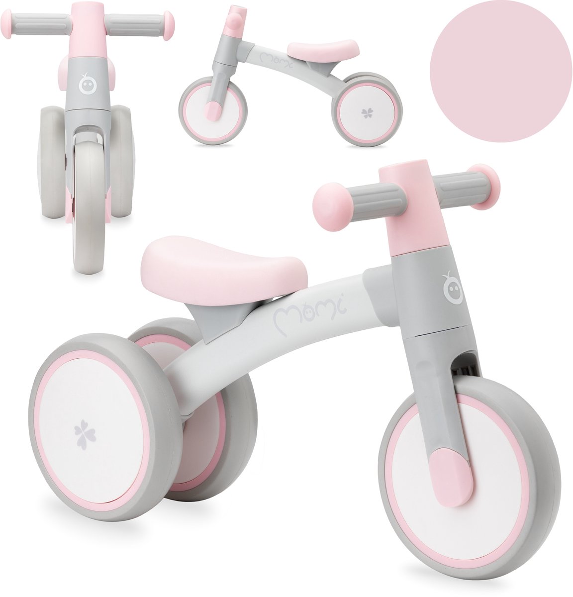 momi tedi loopfiets balance bike geschikt vanaf 1 jaar lichtgewicht aluminium roze