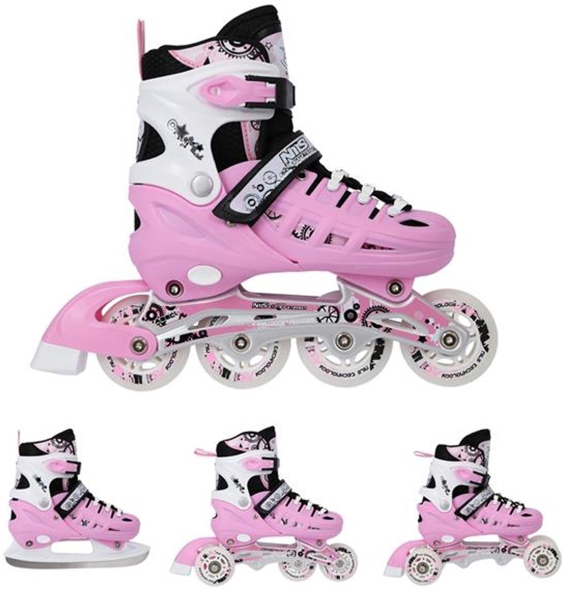 Nils Extreme NH10905 - 4-in-1 Roze Skate - Verstelbaar - ABEC 7 - Hardshell Rolschaatsen kopen online