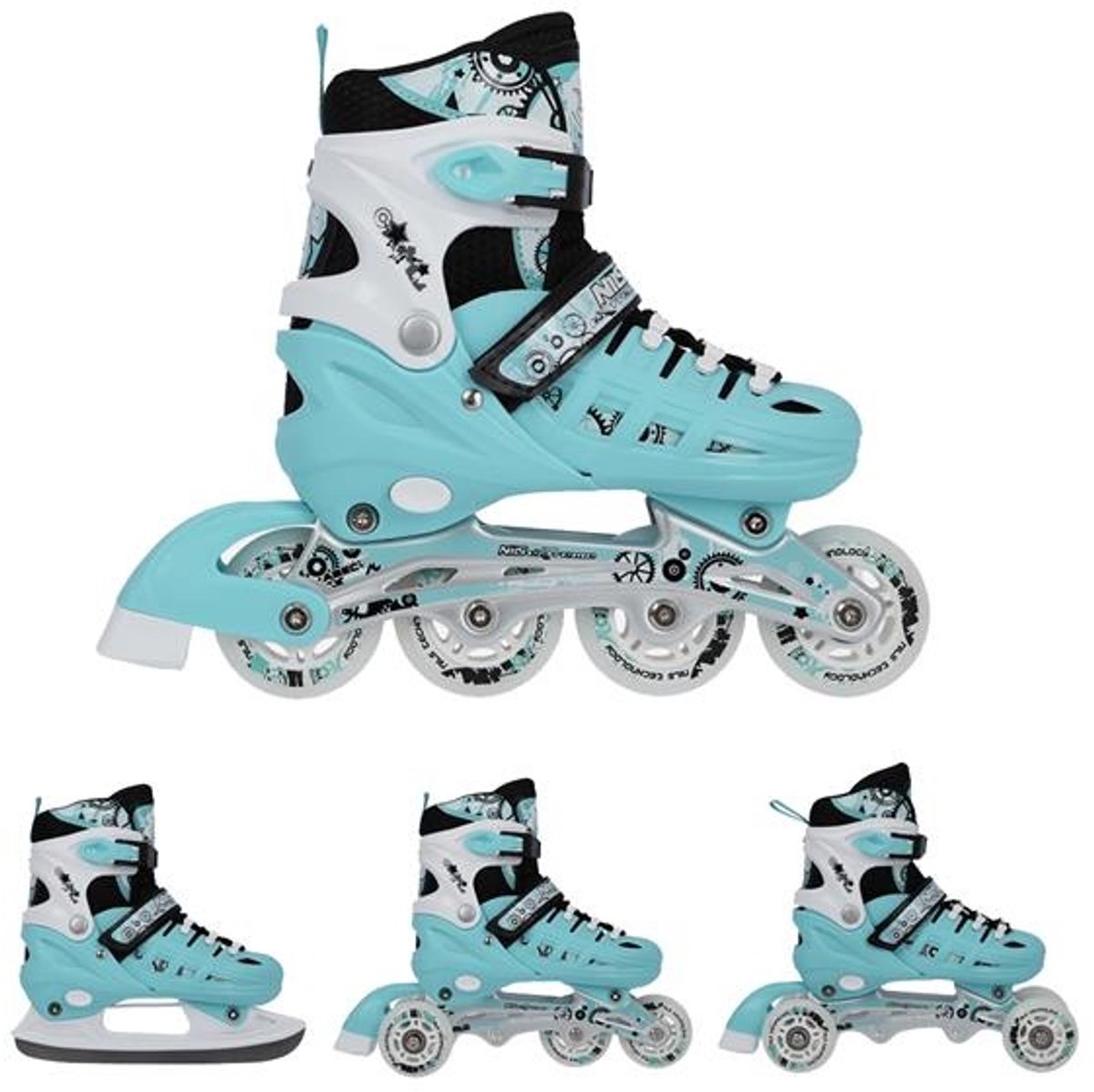 nils extreme nh10905 4 in 1 skates ijshockey verstelbaar mint