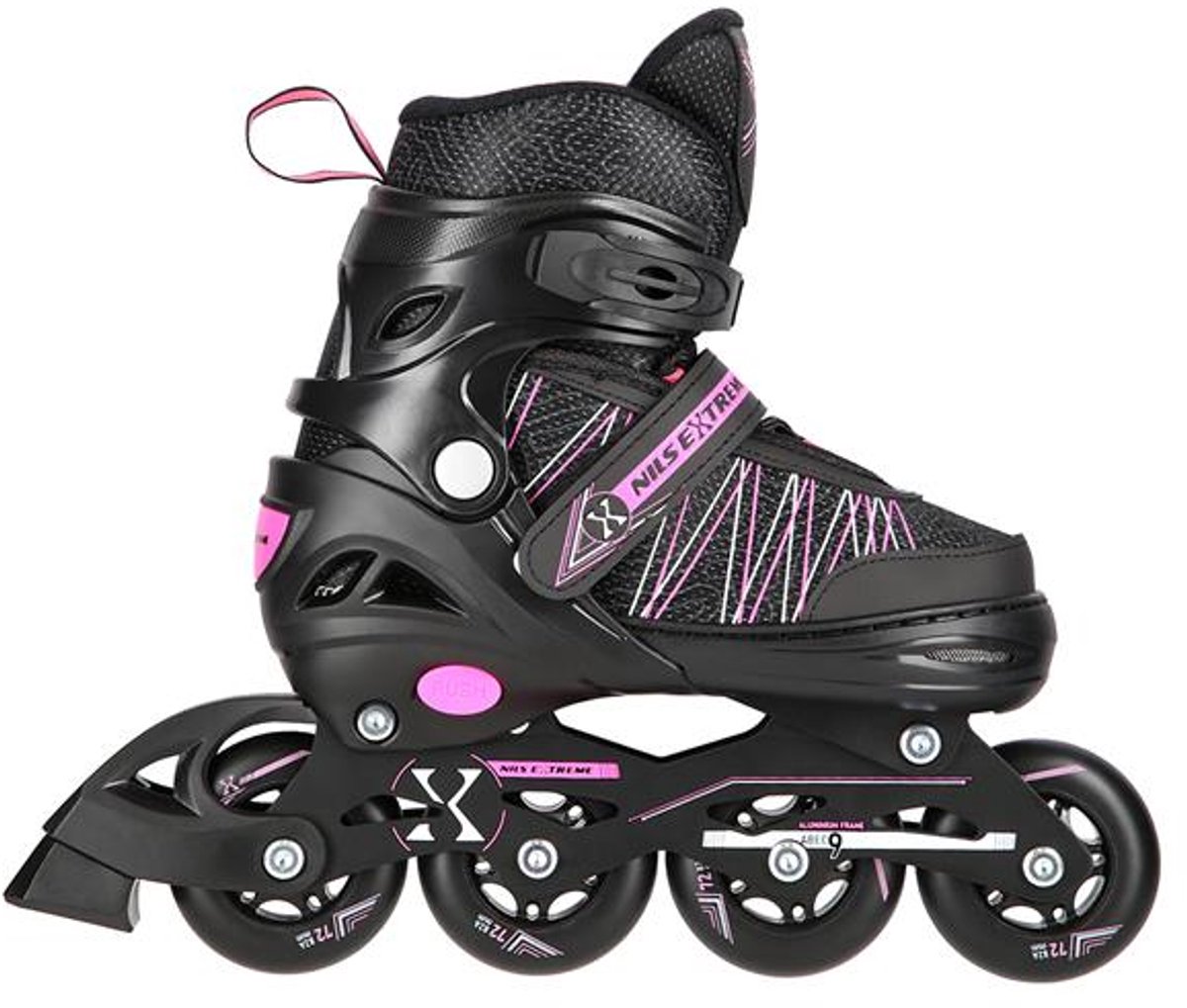 Nils Extreme NH11912 - 2-in-1 Rol- en Schaatsen - Zwart/Roze - Verstelbaar - Aluminium Frame Skelter kopen online