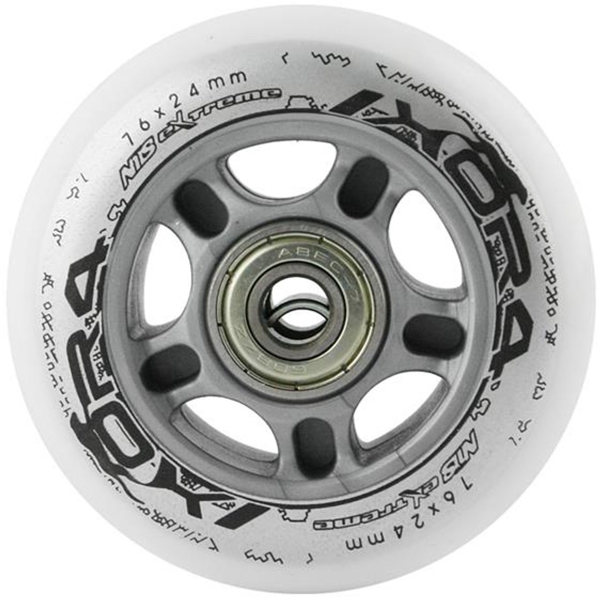 nils extreme wielen en lagerset pu 76x24 82a abec 7 wit