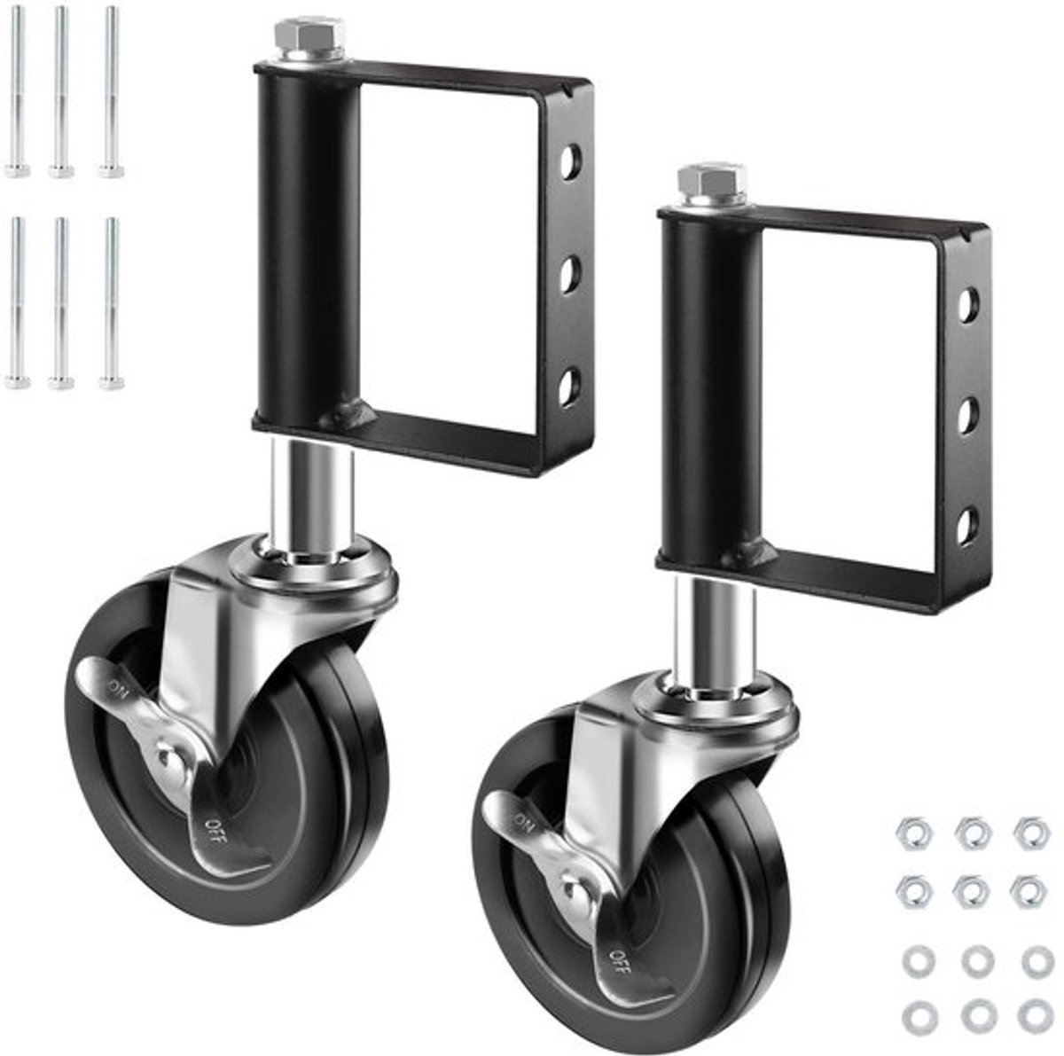 poortwielen 100mm zware rubber wielen schokabsorberende rollen universele beugel 125 kg draagvermogen 2 stuks deurenwielen