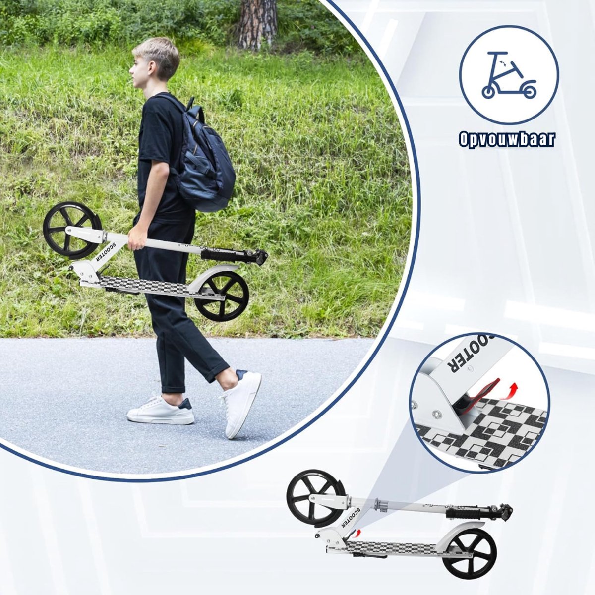 QIN® Stuntstep - Stuntstep Jongen - Stuntstep 10 Jaar en Ouder - Stuntsteps - Wit - 84cm x 31cm x 14cm Step kopen online