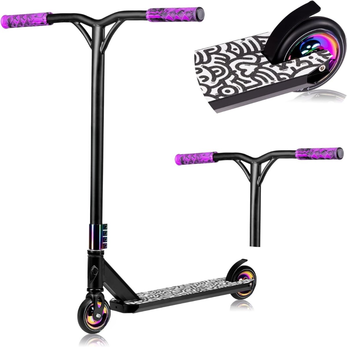 QIN® Stuntstep Volwassenen - Stuntstep jongen - Stuntstep Meisjes - Neon/Zwart - 67cm x 11cm x 84cm Step kopen online