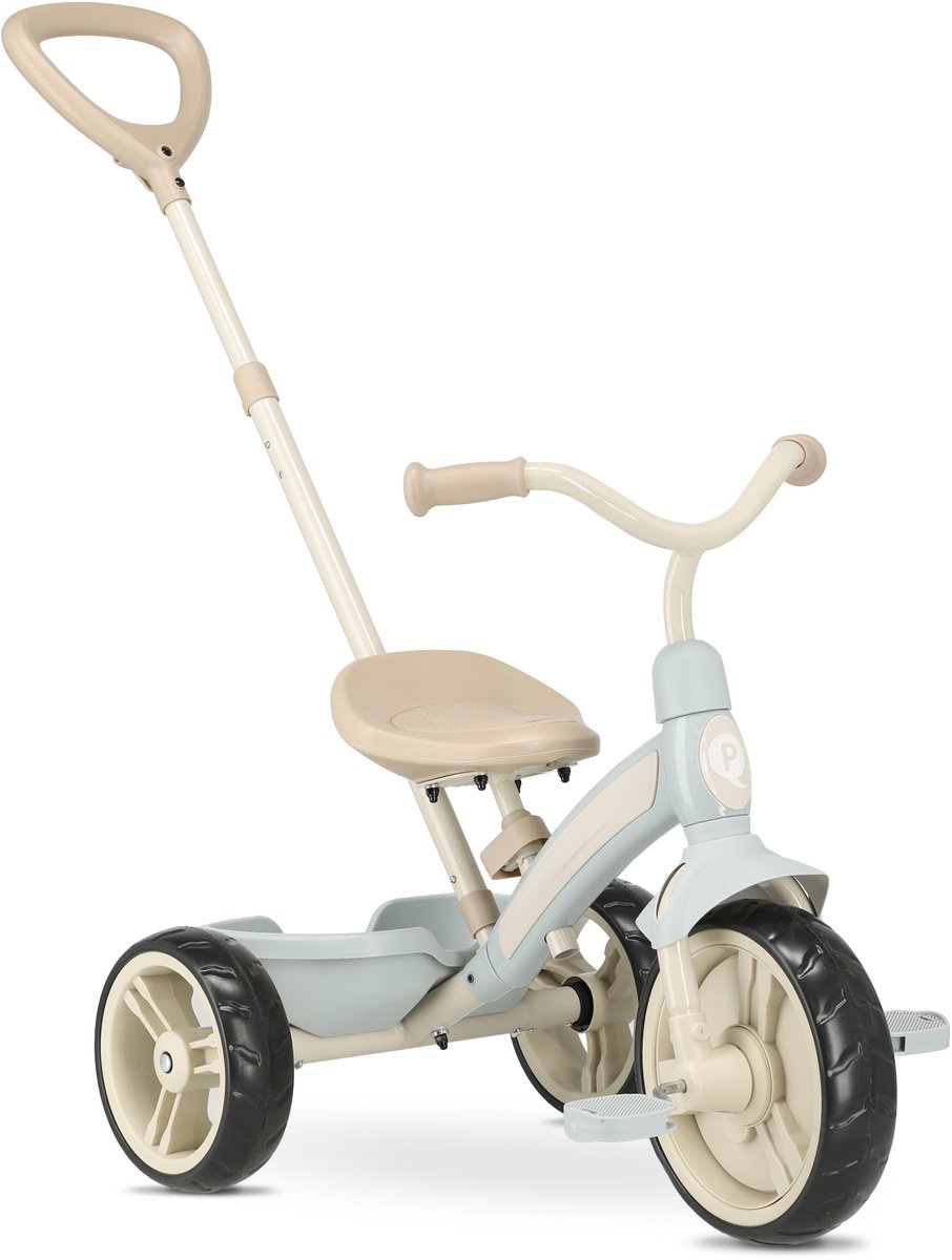 qplay elite pro driewieler met duwstang peuterfiets 2 in 1 blauw