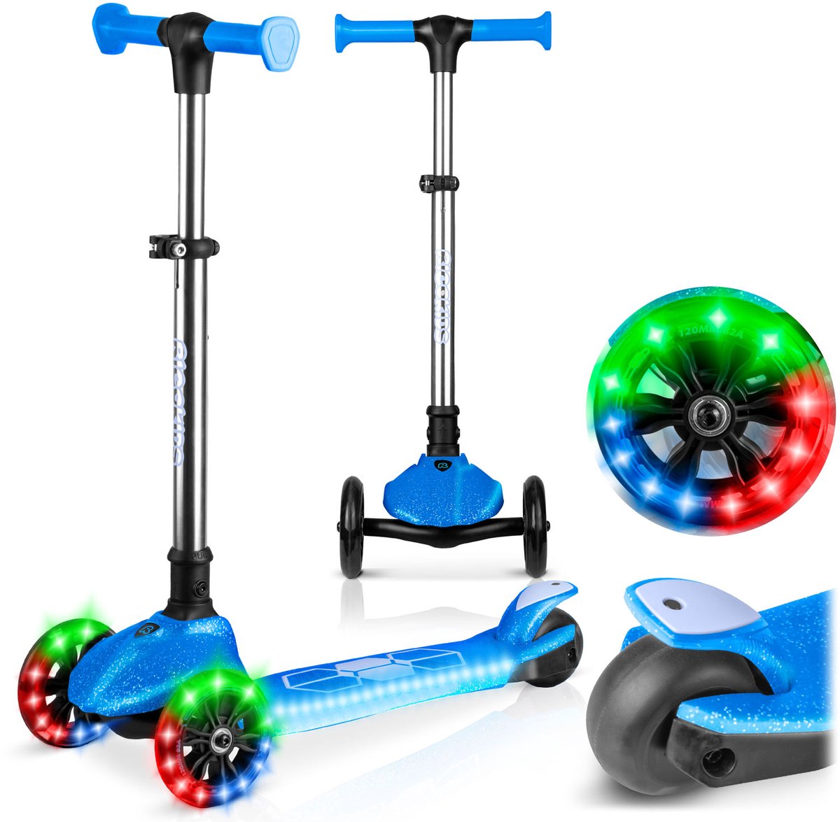 Ricokids Jelly - Driewielige Kinderstep - Balans - LED Verlichting - Blauw Step kopen online