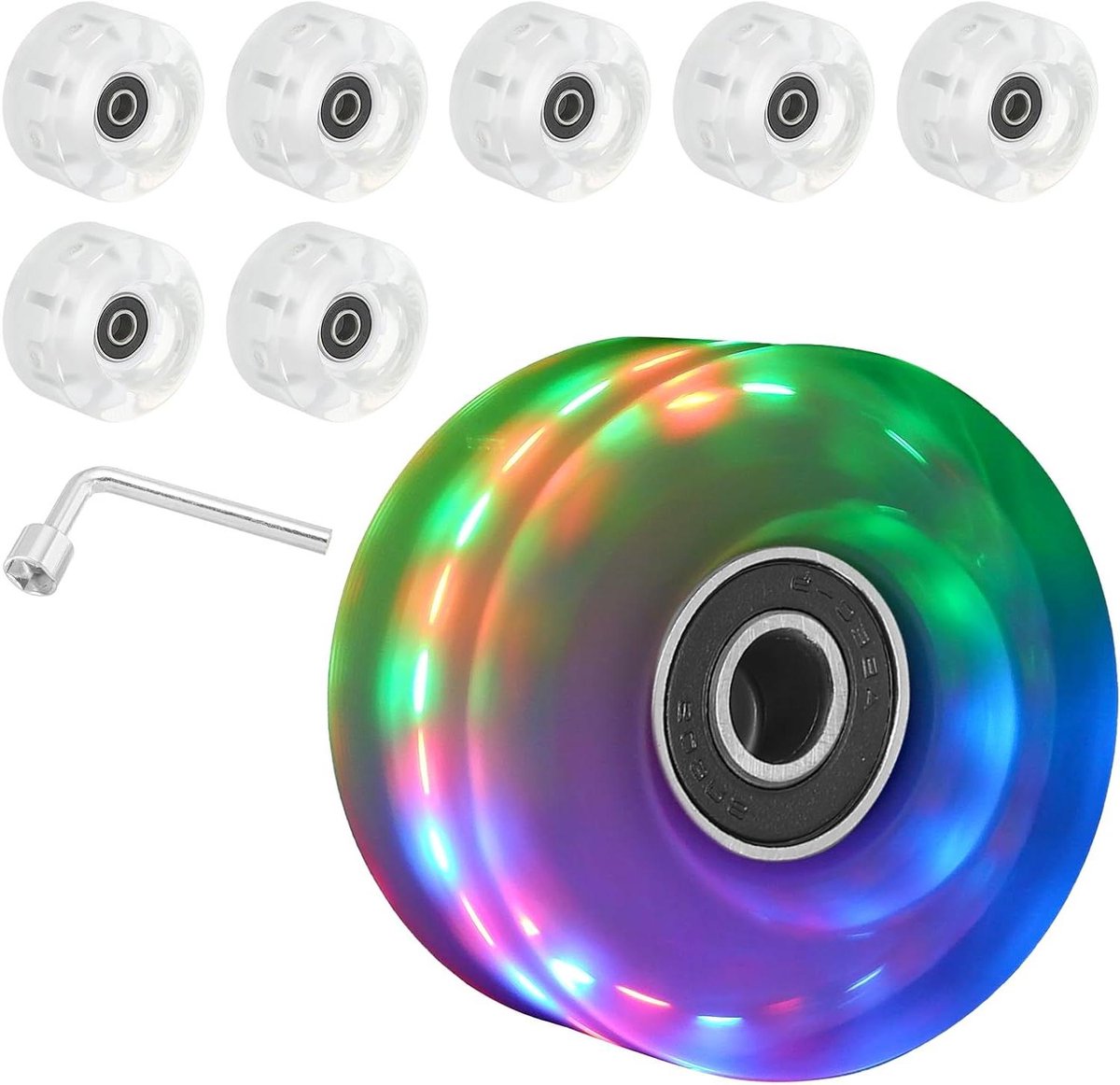 Rolschaats Wielen Set - Cruiser Wielen - Skateboarden Onderhoud - Ingebouwde Knipperlichten - 8 Pack 58mm - Meerkleurig Skateonderdeel kopen online