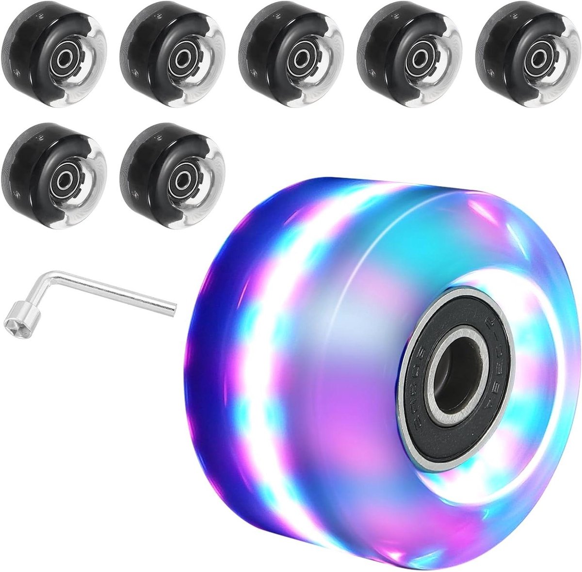 Rolschaats Wielen Set - Cruiser Wielen - Straat Skaten - Ingebouwde Knipperlichten - 8 Pack 58mm - Meerkleurig Rolschaatsen kopen online