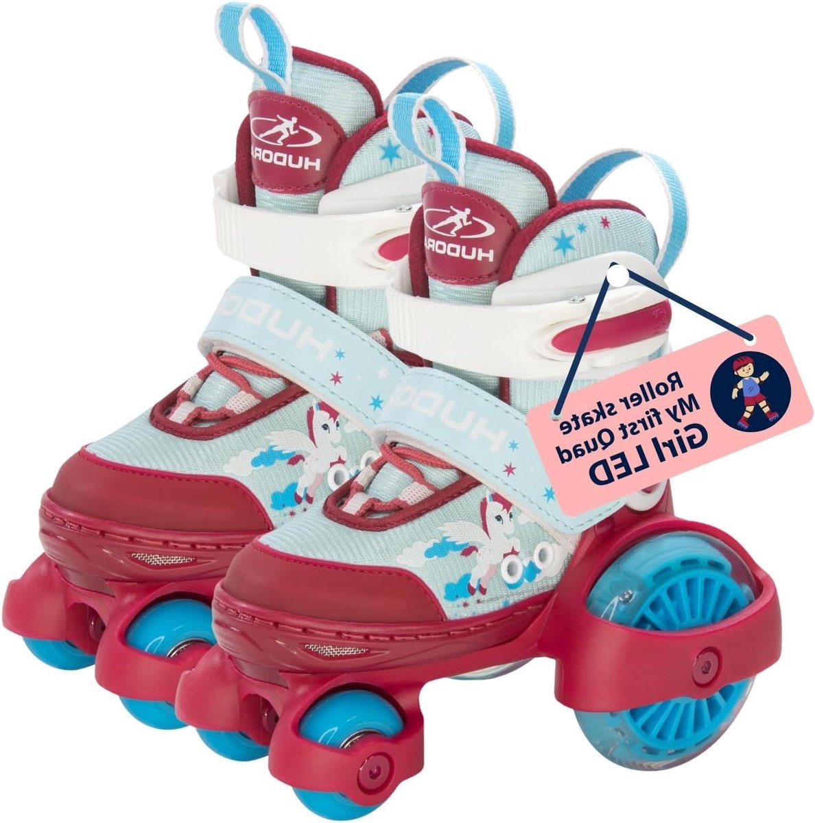 Rolschaatsen Kinderen - Quad skates - Buiten spelen - LED verlichting - Maat 30-33 - Wit/rood Rolschaatsen kopen online