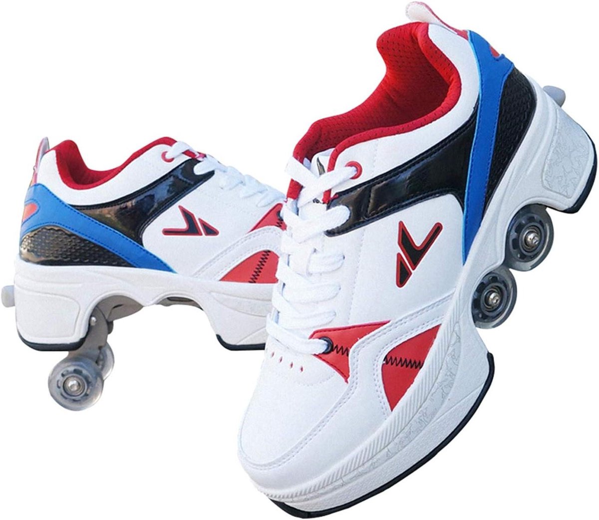 Rolschaatsen met wielen - Schoenen met wielen - Actief bewegen - Verborgen wielen - Maat 31 - Witblauw Rolschaatsen kopen online
