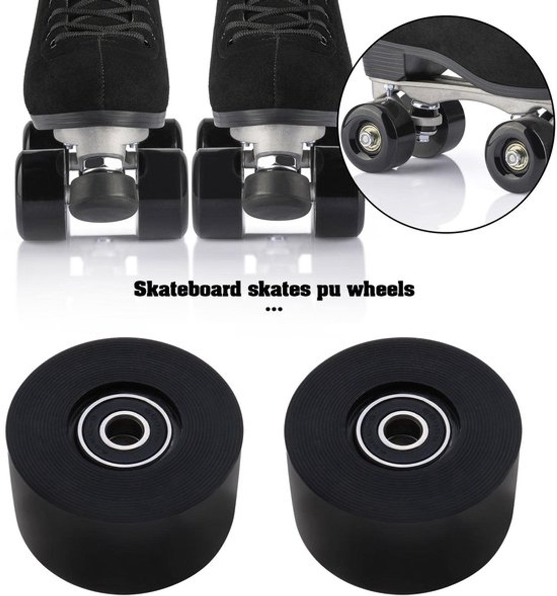 rolschaatsen vervangwielen 80a 54 mm diameter pu materiaal abec 9 lagers 4 stuks zwart rolschaatswielen