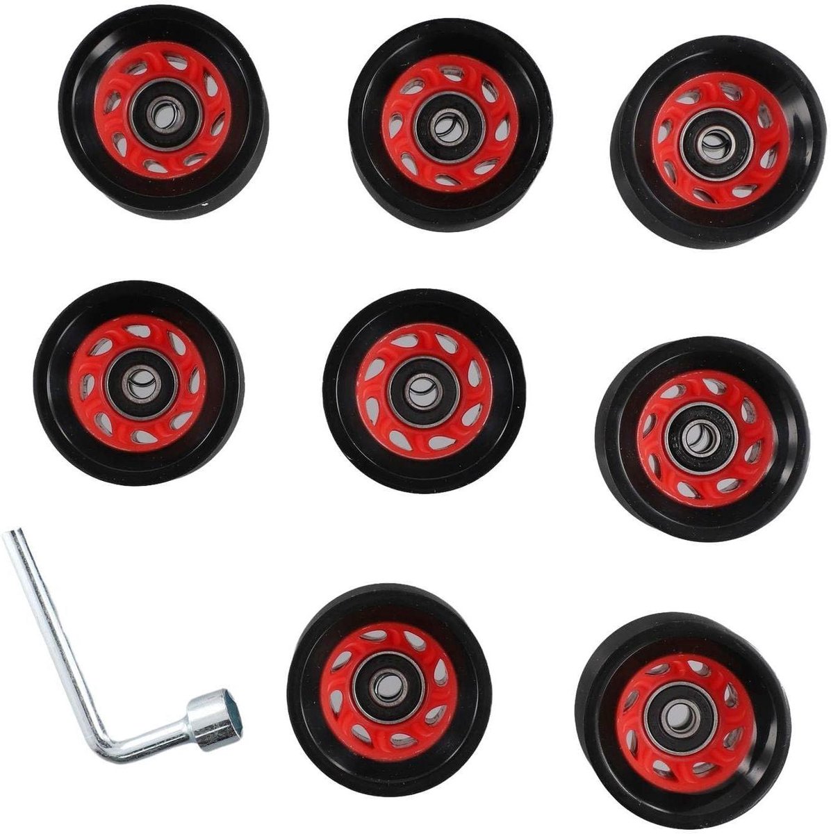 Rolschaatsen Wielen Set - Quad Skates Onderdelen - Soepel Rijden - Hoge Elastische PU - 8 stuks 58mm - Zwart Skateonderdeel kopen online