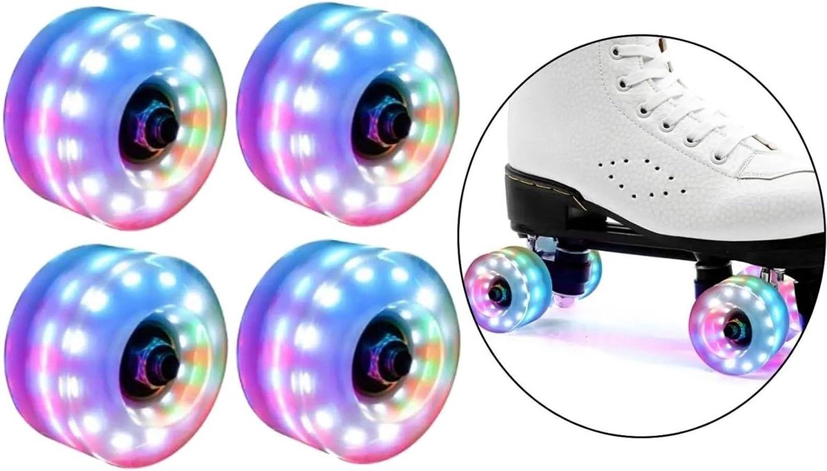 Rolschaatswielen Set - Lichtgevende Wielen - Avond Skaten - Zelfopladend Licht - 58mm x 32mm - Kleurrijk Rolschaatsen kopen online