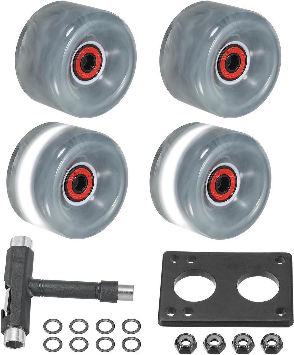 rolschaatswielen set skateboard wielen outdoor skaten knipperende lichten 65mm 78a grijs