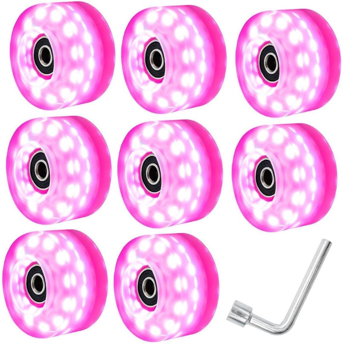 rolschaatswielen verlichte wielen actief skaten slipbestendig slijtvast 58 mm roze