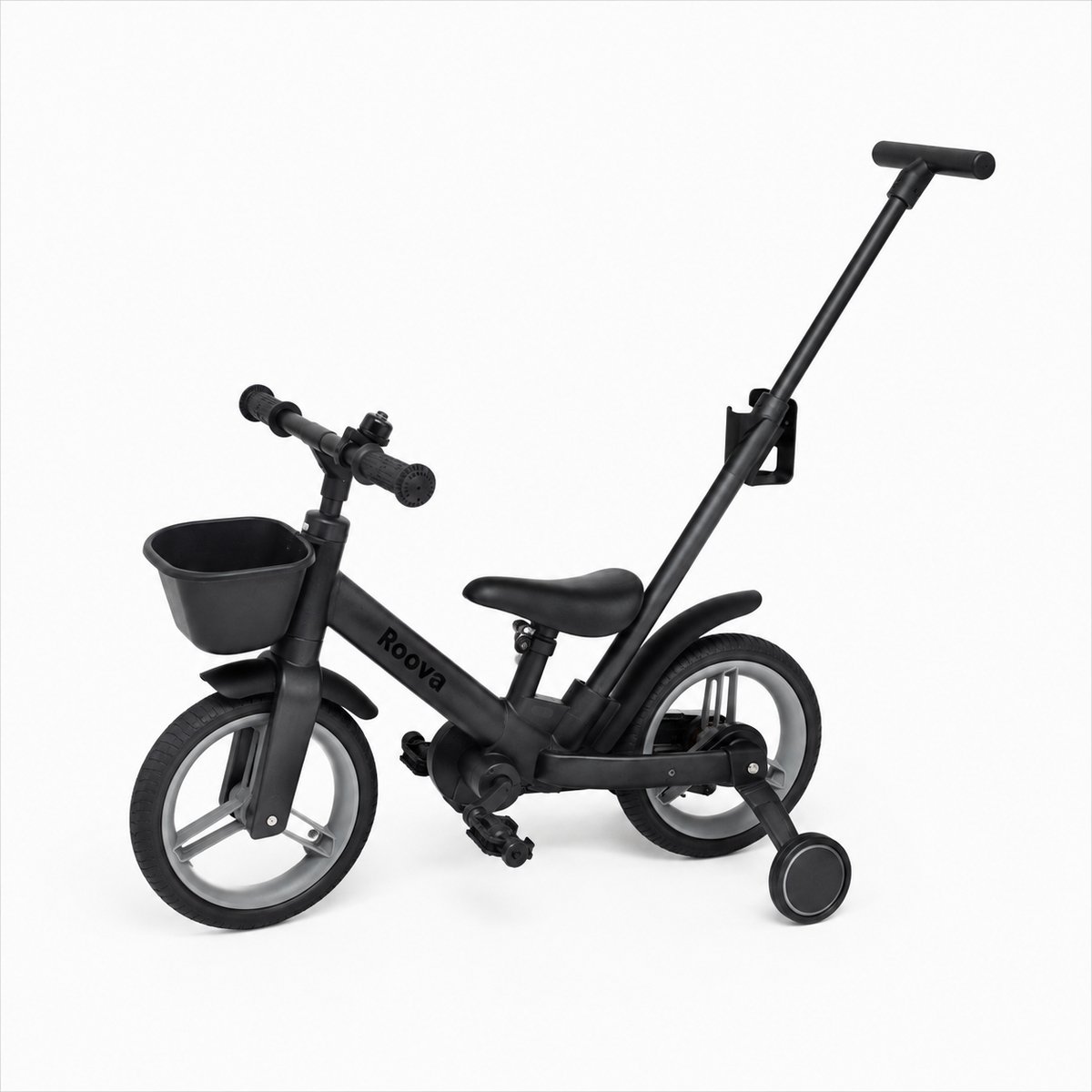 Roova® Bike Zwart - 5-in-1 Kinderfiets - Duwstang - Meegroeifiets 2-6 Jaar Loopfiets kopen online