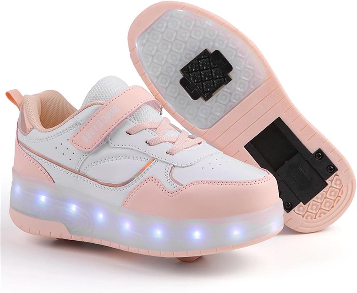 Schoenen met wieltjes - Rolschaats schoenen - Kinderen sporten buiten - Afneembaar en intrekbaar wiel - Met USB LED verlichting Rolschaatsen kopen online