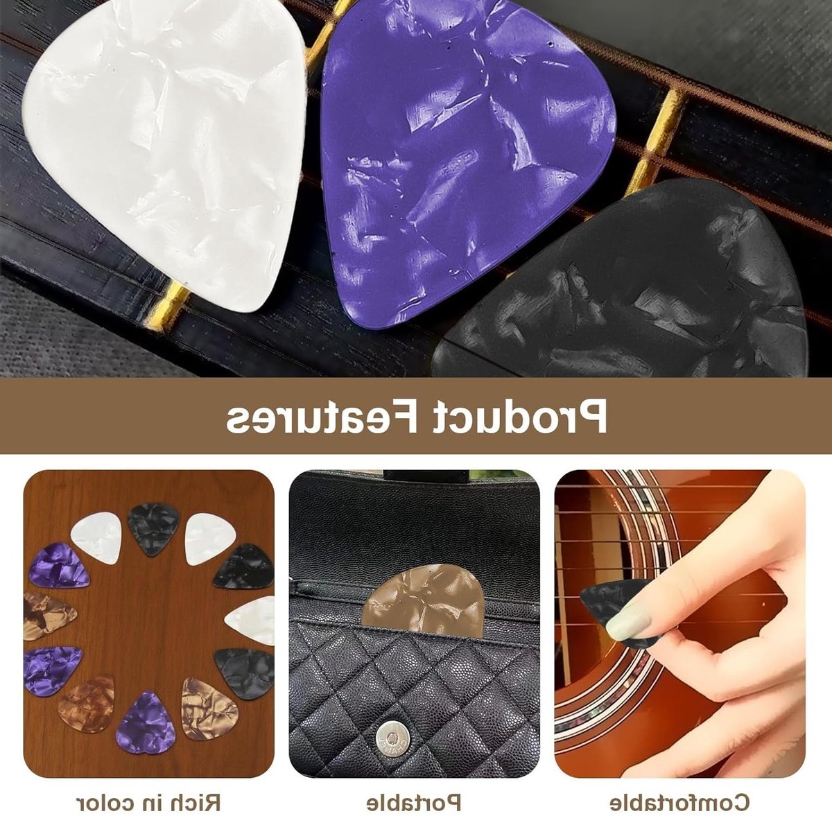 Set van 12 Gitaarplectrums met 3 Dikke Variaties, Geschikt voor Akoestische en Elektrische Gitaren, Diverse Kleuren en Persoonlijke Aanpassingen Buitenspeelvoertuigaccessoire kopen online