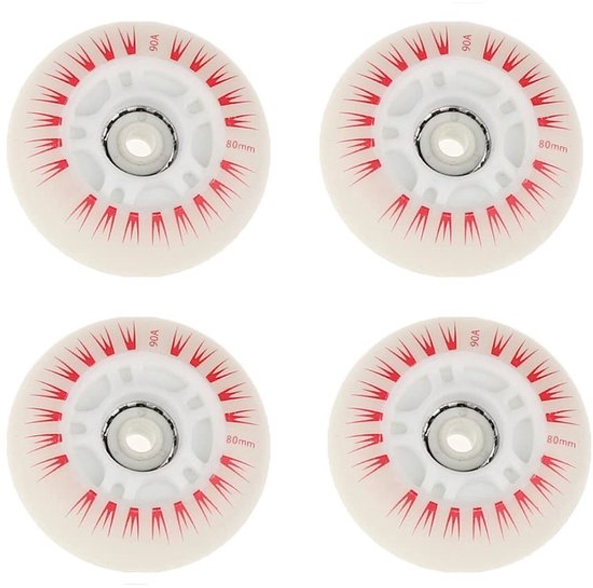 set van 4 inline rolschaats wielen met led verlichting