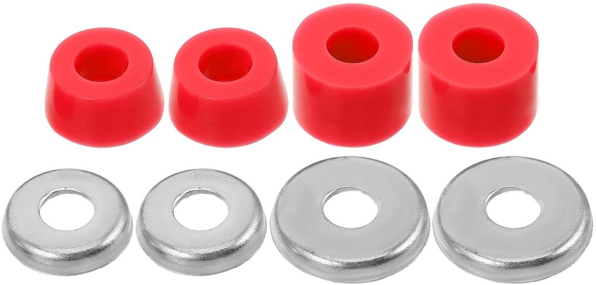 Skateboard Bushings - Riser Pads - Schokdemping Skaten - Universele Vervanging - Medium Durometer - Rood Skateonderdeel kopen online
