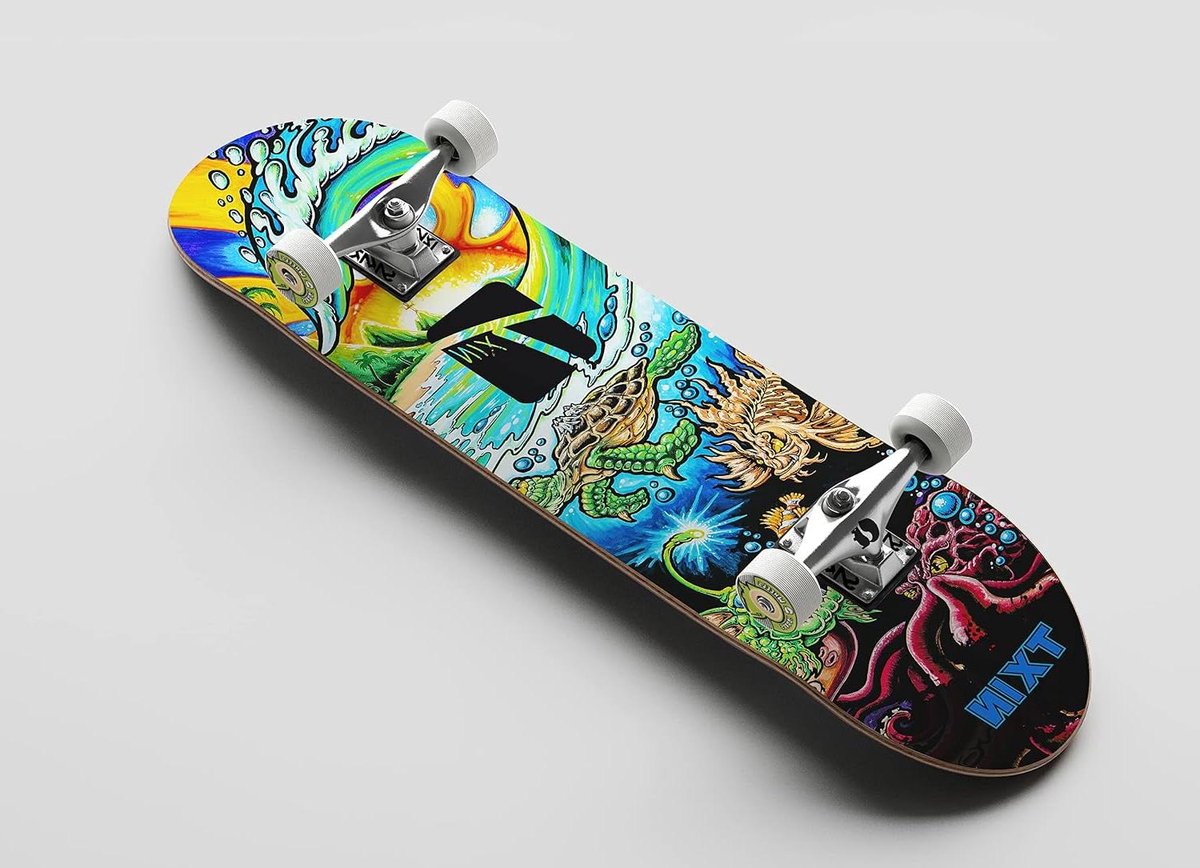 Skateboard Compleet - Skate Board - Buiten Sporten - Turtle Paradise Design - 7.875 inch - Multicolor Skateonderdeel kopen online