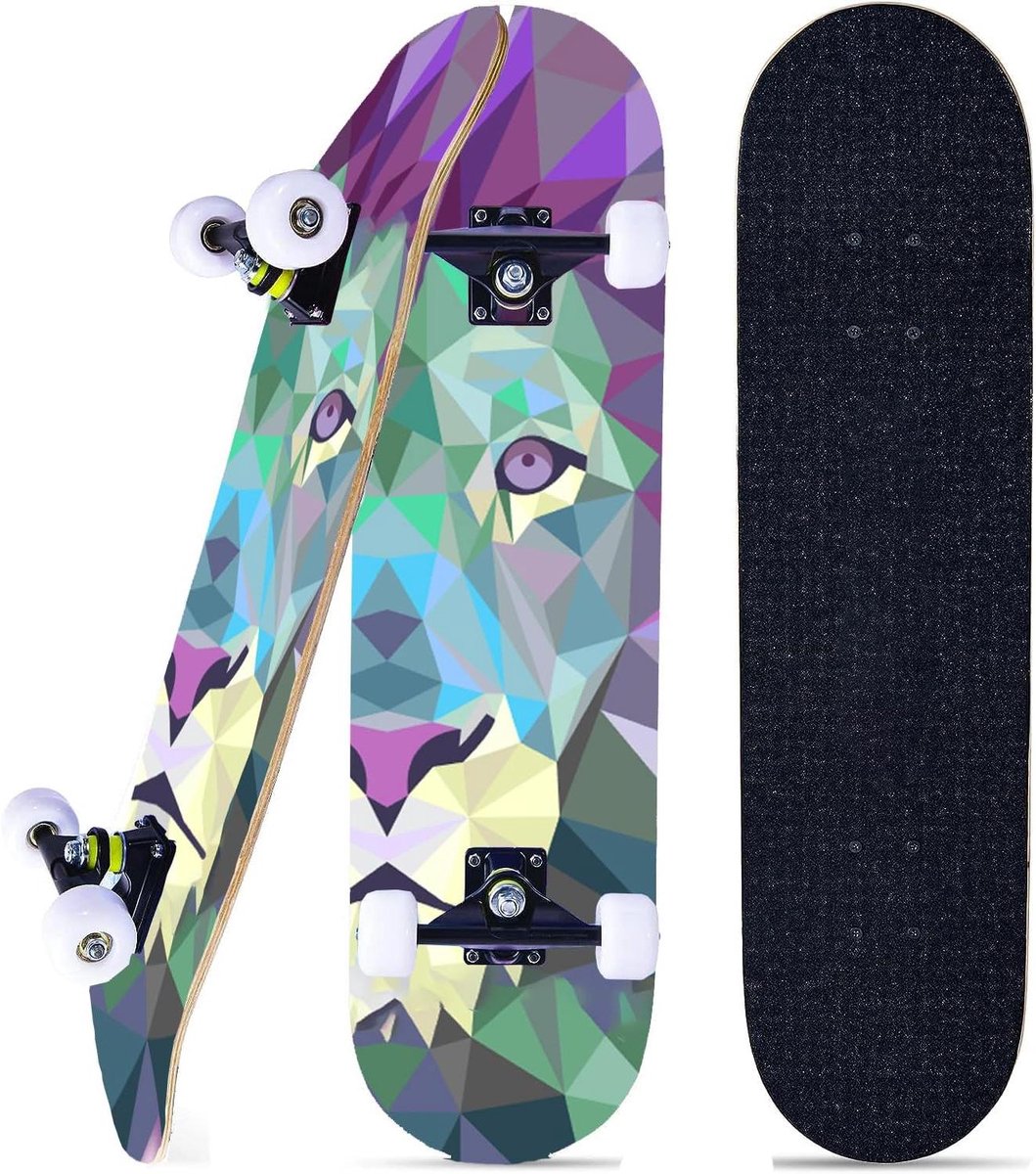 skateboard compleet skate board straat tricks 7 laags esdoornhout 79 x 20 cm leeuw