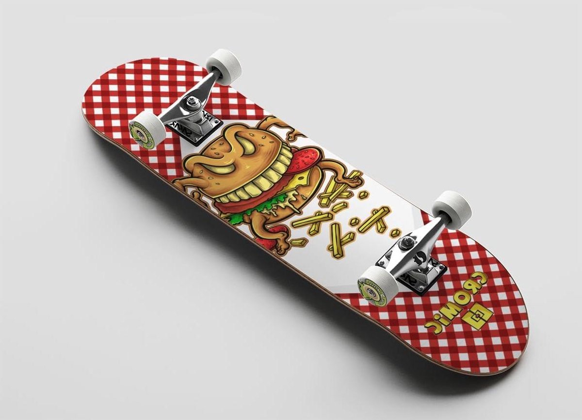 Skateboard Compleet - Skateboard Cromic - Straat Skate - Burger Design - 7.875 inch - Multicolor Skateonderdeel kopen online