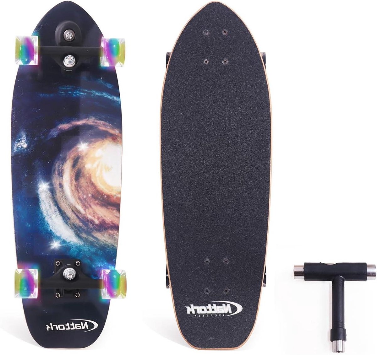 skateboard cruiser beginners skateboard straat cruisen dubbele kicktail 29 x 8 inch zwart gat