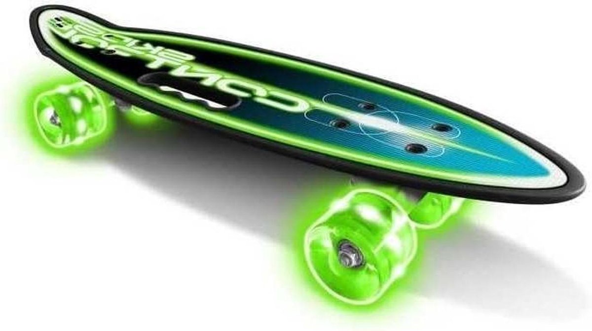 Skateboard - Cruiser Board - Snel Verplaatsen - Verlichte Wielen - 61 x 18 cm - Groen Blauw Zwart Wit Skateonderdeel kopen online