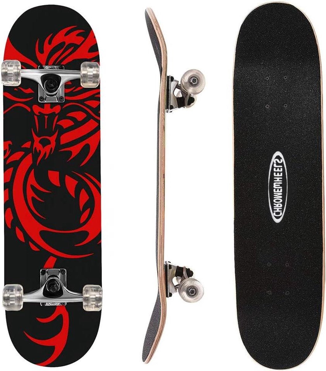 skateboard cruiser longboard deck street tricks dubbele kick concave 31 inch rood