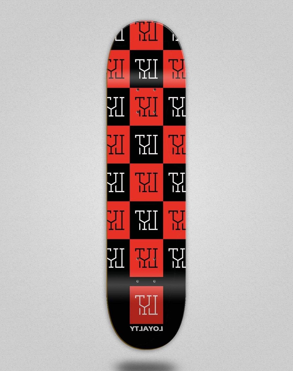 skateboard deck deck skateboarden loyalty squares design 8 0 inch zwart rood