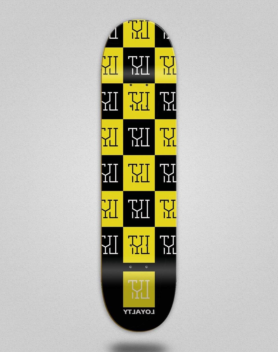 Skateboard Deck - Skate Deck - Skateboarden - Vierkant Design - 8.25 inch - Zwart Geel Skateonderdeel kopen online