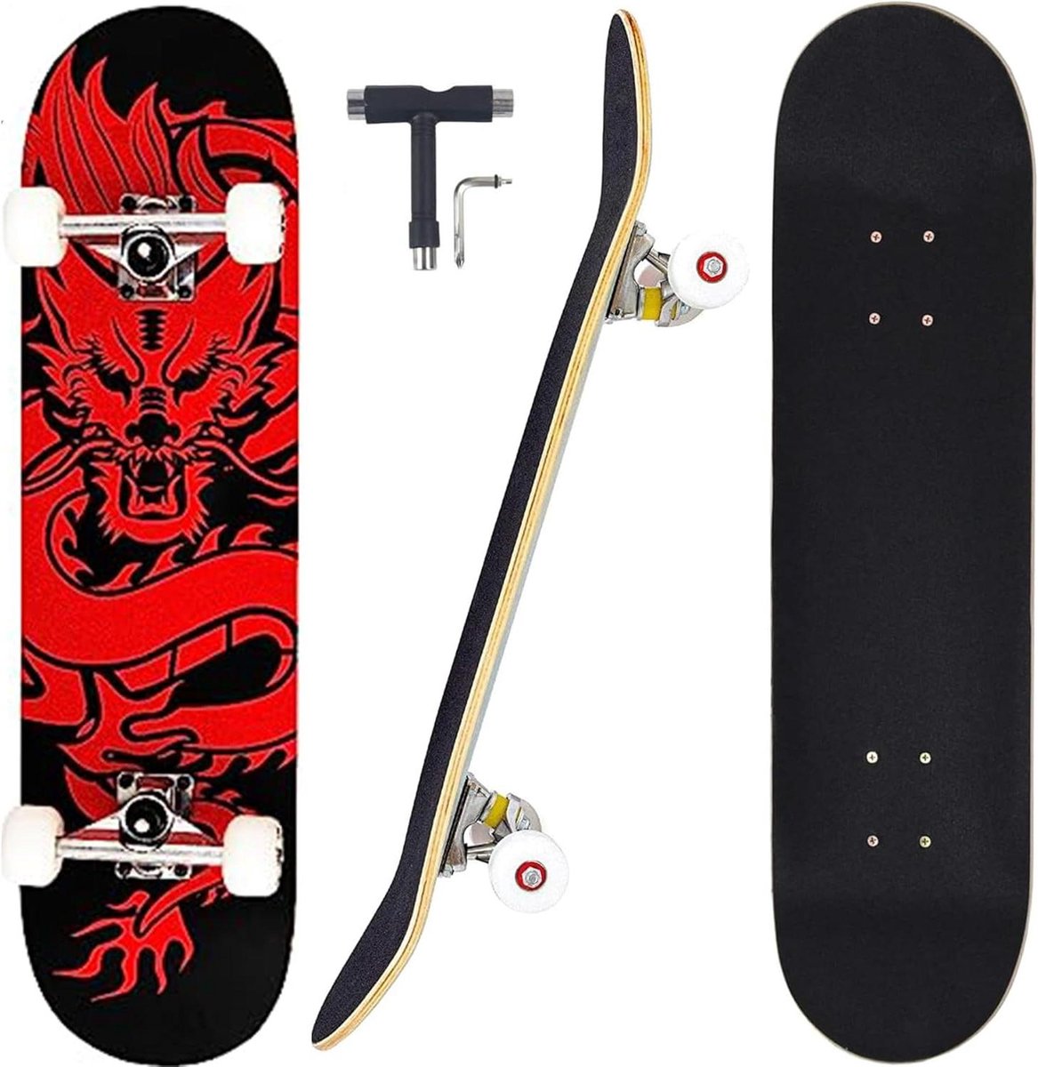 skateboard longboard cruiser buiten rijden dubbele kick concave 31 inch draak