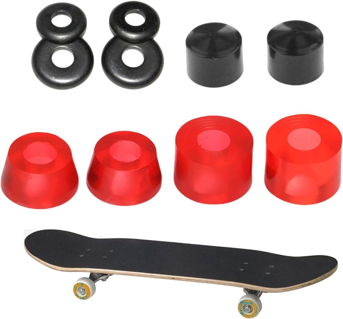 Skateboard Naven Set - Skateboard Onderdelen - Street Skate Tricks - Schokabsorberende Cups - 12.7 cm Houders - Transparant Rood Skateonderdeel kopen online