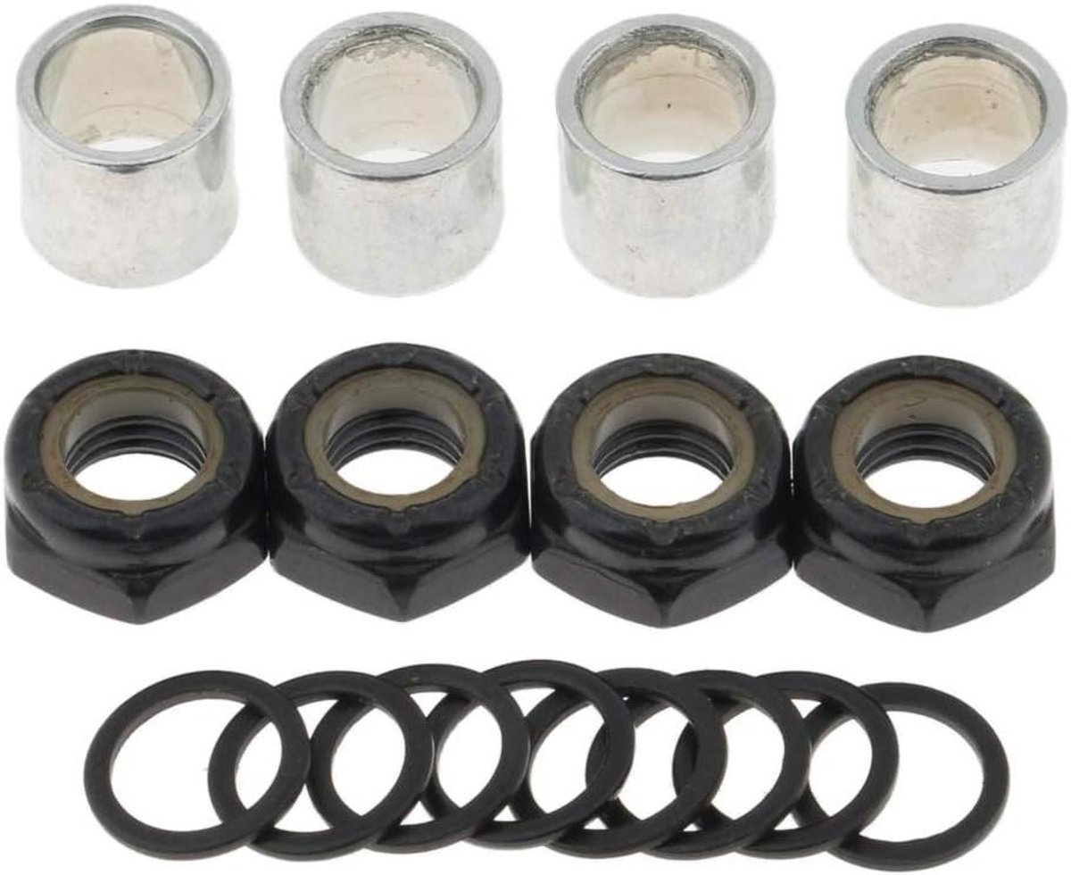 Skateboard Onderdelen - Longboard Accessoires - Skateboarden Verbeteren - Vermindert Wrijving - 4 Moeren 8 Ringen - Zwart Skateonderdeel kopen online
