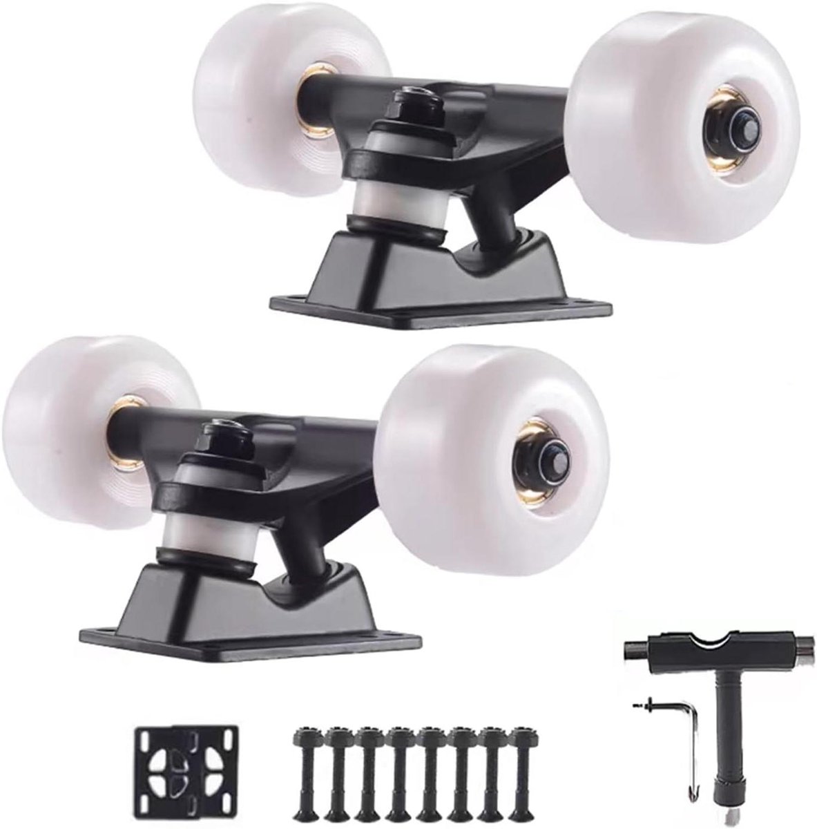 skateboard onderdelen set trucks en wielen skateboarden onderhoud multifunctioneel gereedschap 5 inch trucks 52mm wielen wit