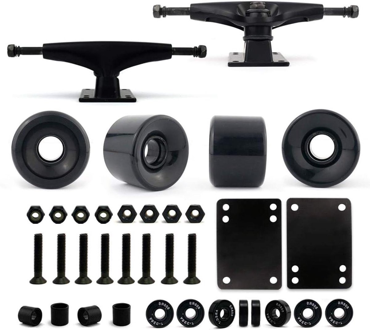 skateboard onderdelen set trucks en wielen street skateboarden compleet voor montage 60mm wielen 127mm trucks zwart
