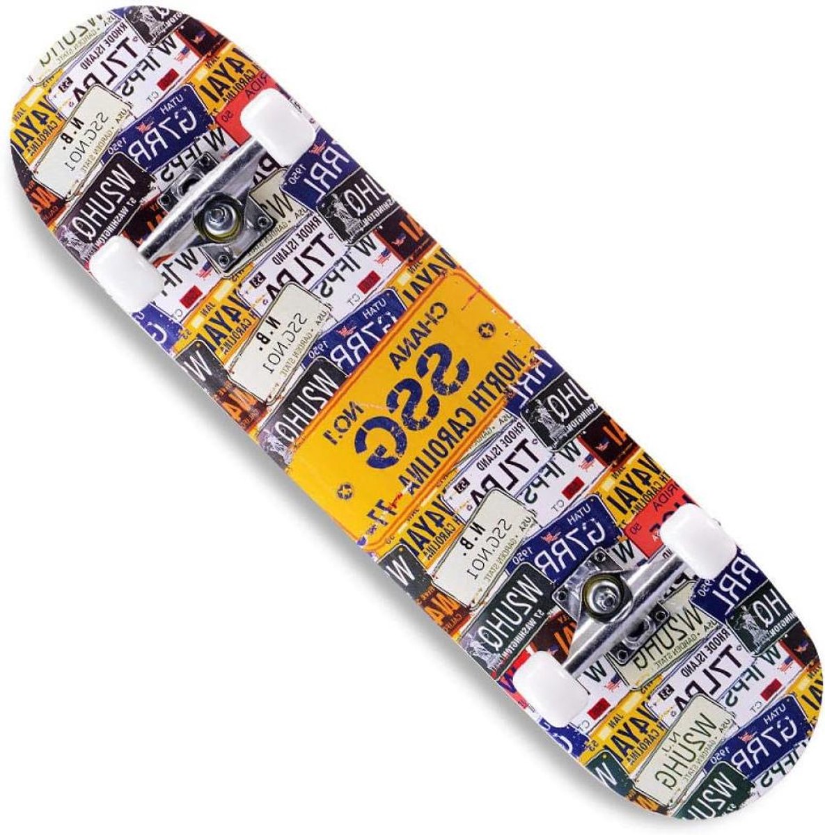 Skateboard - Trick board - Outdoor sport - Dubbel kick deck - 80x20 cm - Geel blauw Skateonderdeel kopen online