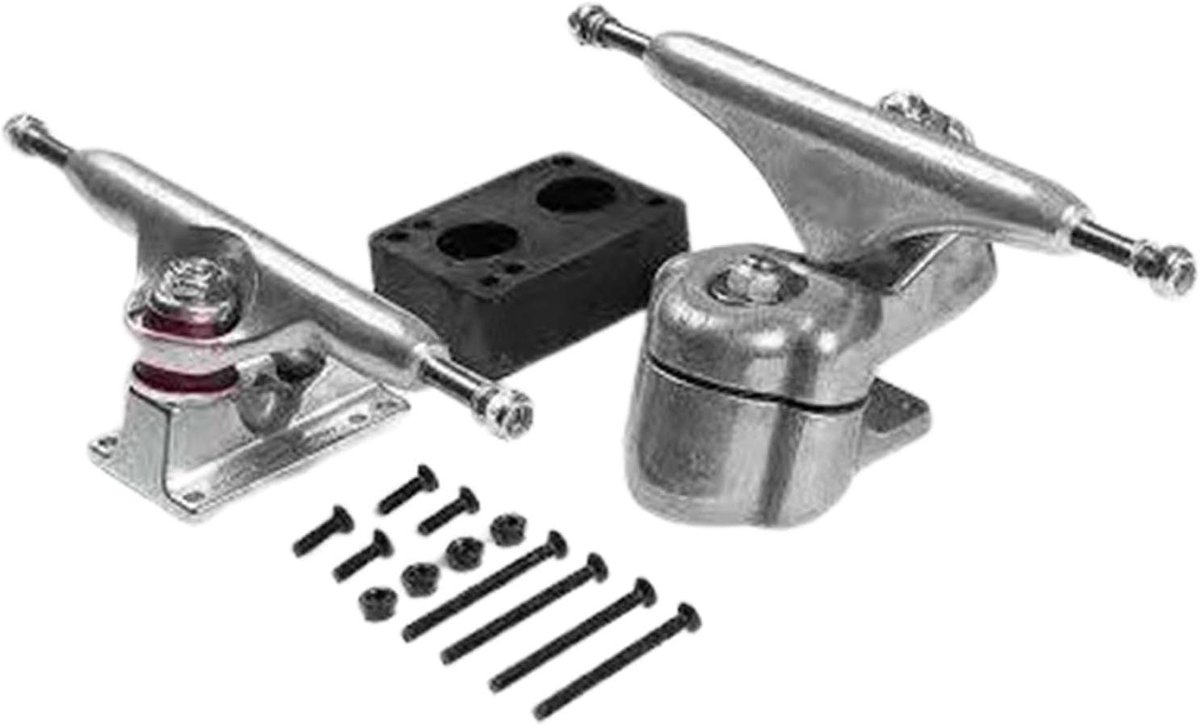 Skateboard Trucks - Aluminium Onderdelen - Surfskate Ervaring - Rood Veersysteem - Set van 2 - Zilverkleurig Skateonderdeel kopen online
