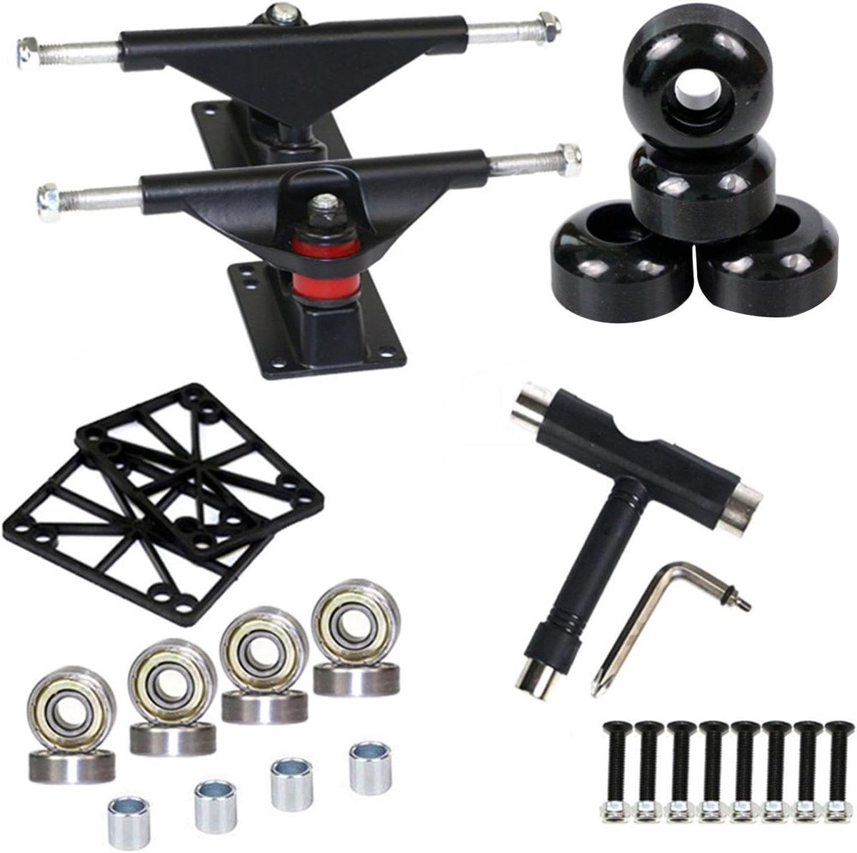 skateboard trucks set assen en wielen straat skaten compleet hardwareset 7 4 inch zwart