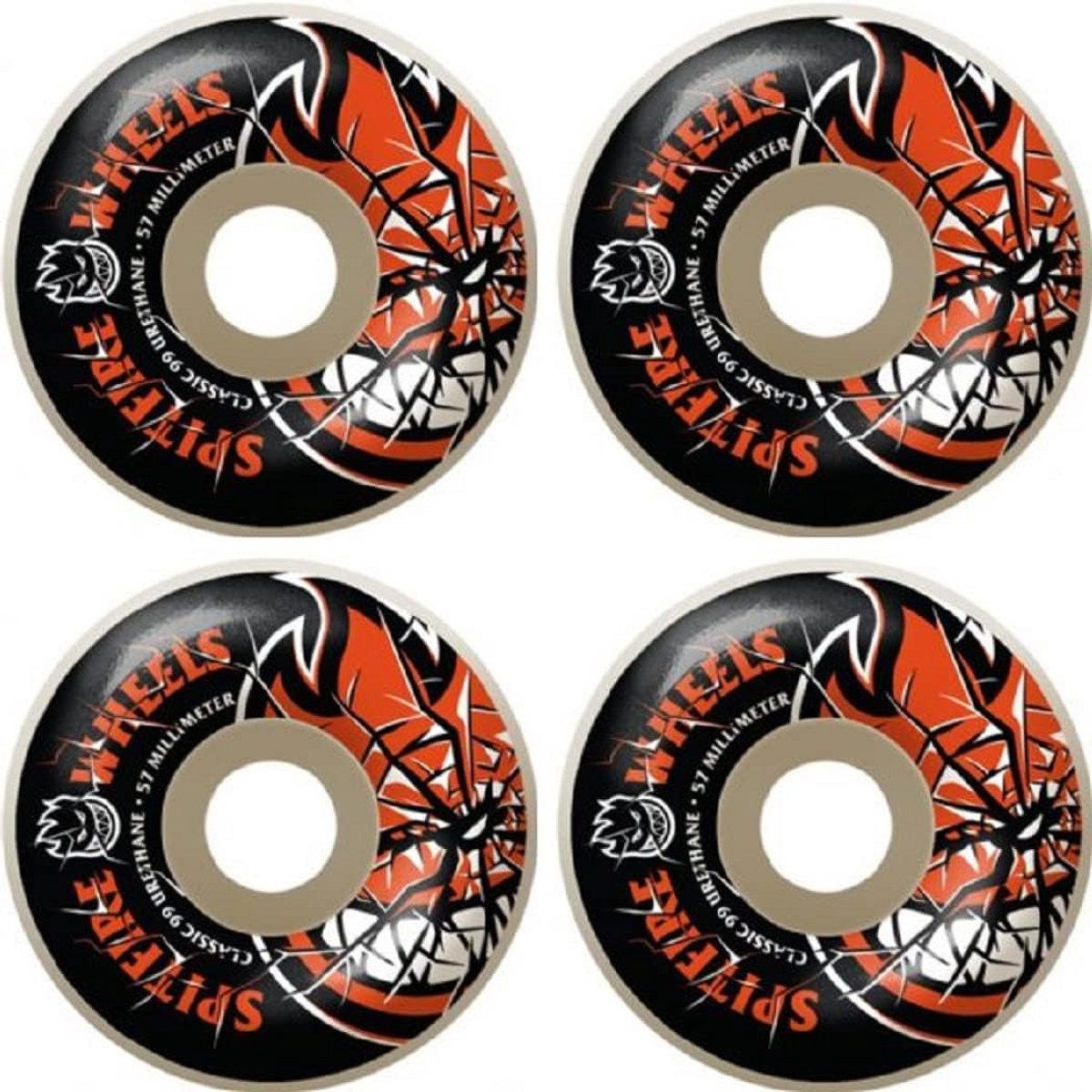 skateboard wielen 57mm 99a wit rood hoge kwaliteit set van 4