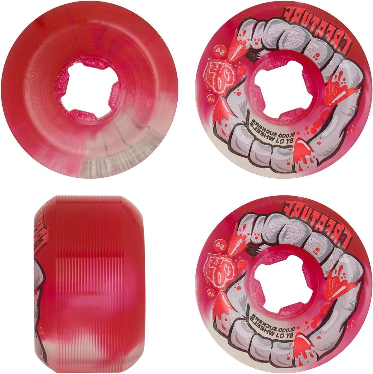 Skateboard Wielen - DNA Curbsuckers - Straat skateboarden - Vergevingsgezind urethaan - 54mm 95A - Rood Transparant Skateonderdeel kopen online