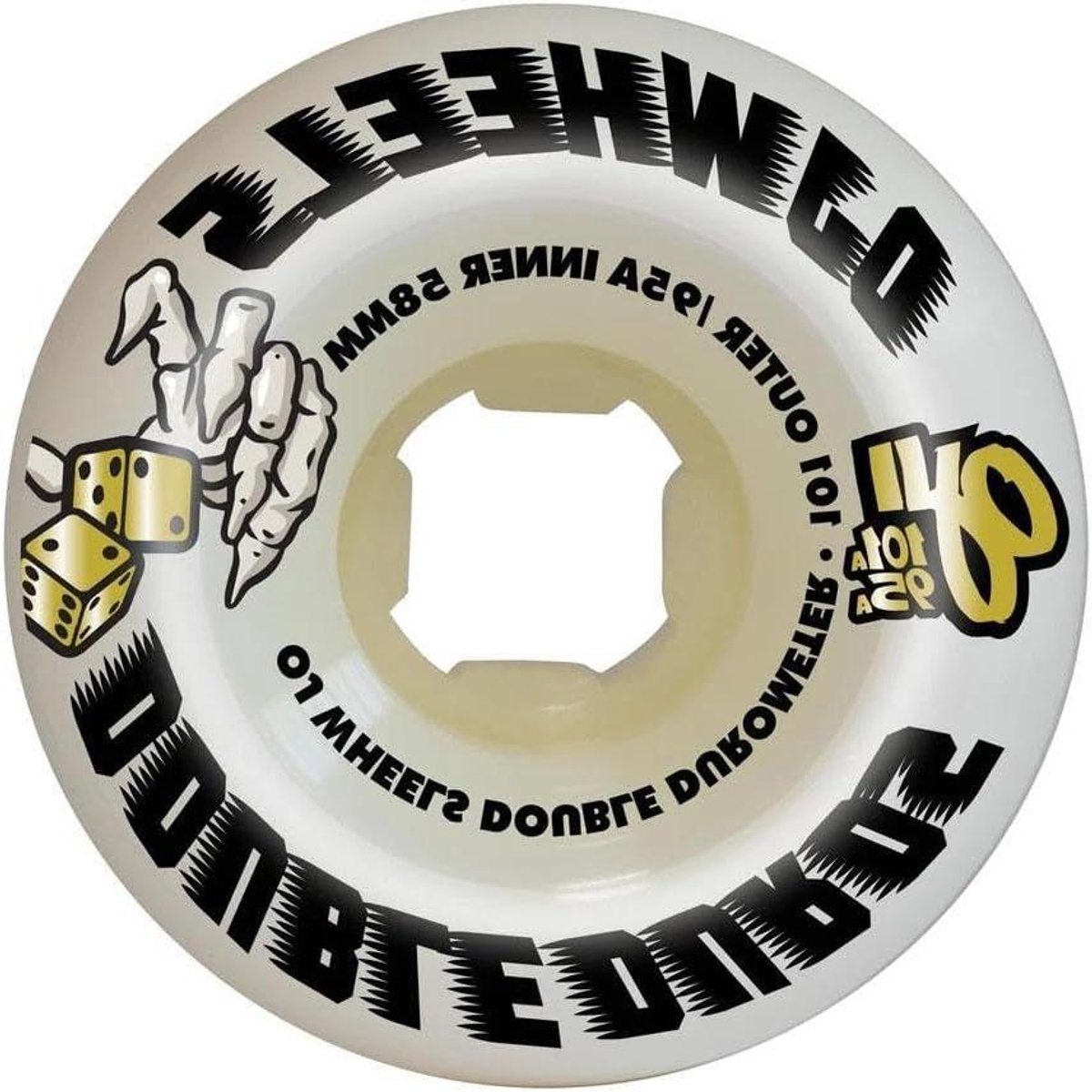 skateboard wielen dubbel duro ruw terrein ingebouwde vering 58mm wit